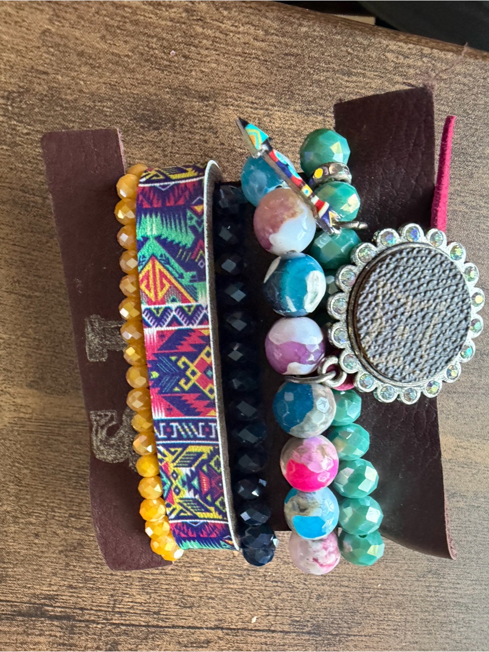 UpCycled Louis Vuitton bracelet stack with Bright fun colors